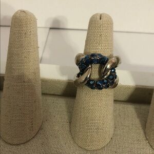Jewelmint cocktail intertwined blue faux sapphire rhinestone ring. Size 7.5